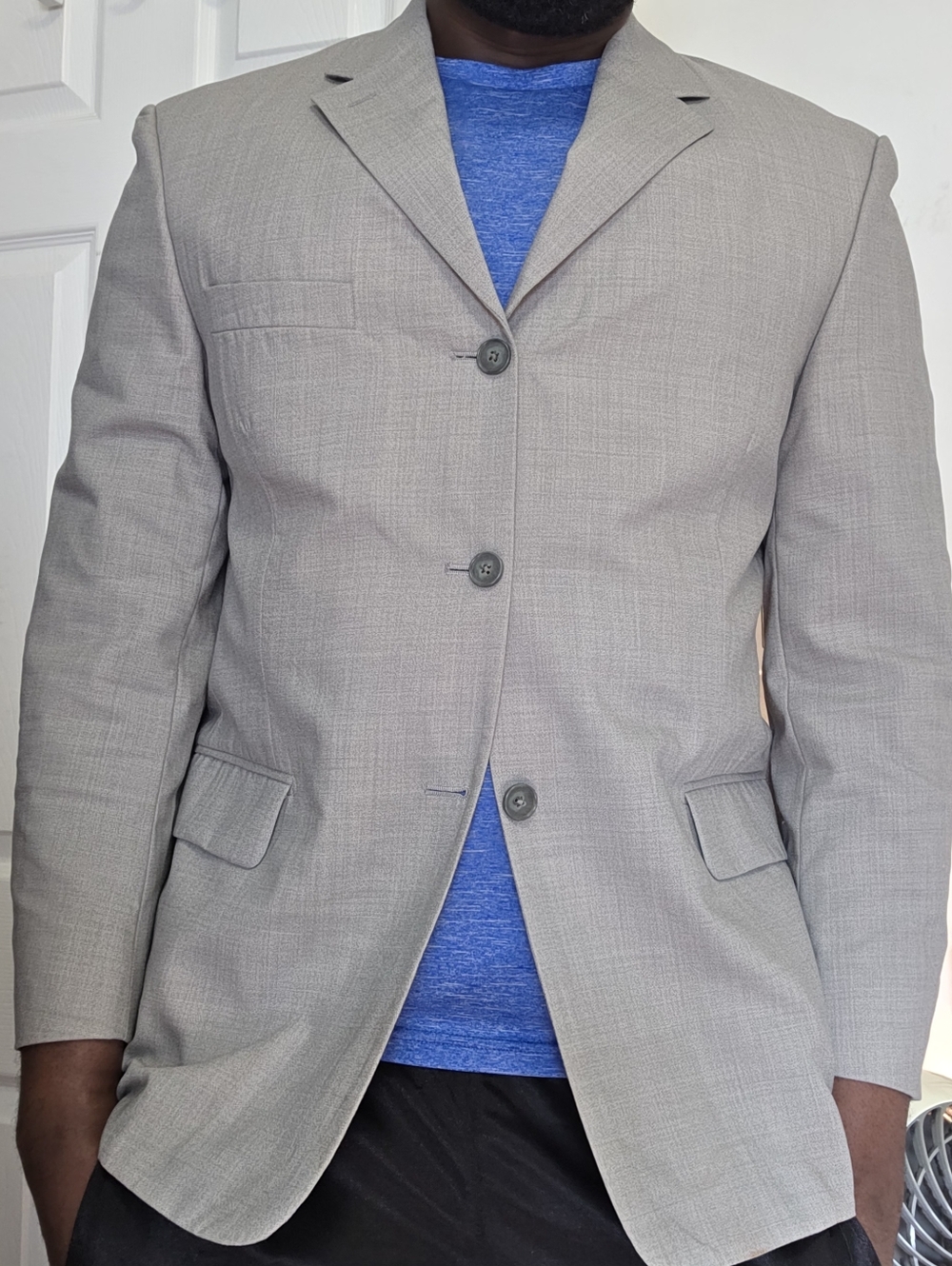 Balmain
Gray Worsted Wool Suit Coat Blazer,size 42R/W35